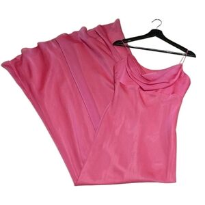 Cache Pink Satin Prom Dress with Cowl Neck